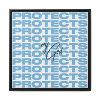 My God Protects – Framed Canvas Wall Art (Multi-Colour)