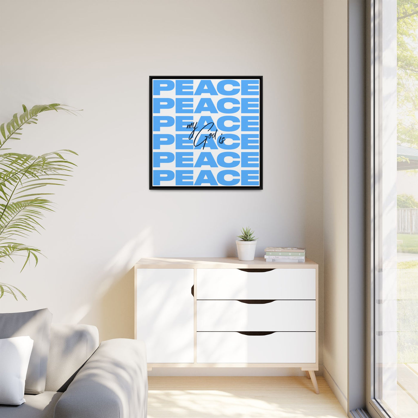 My God Is Peace – Framed Canvas Wall Art (Multi-Colour)