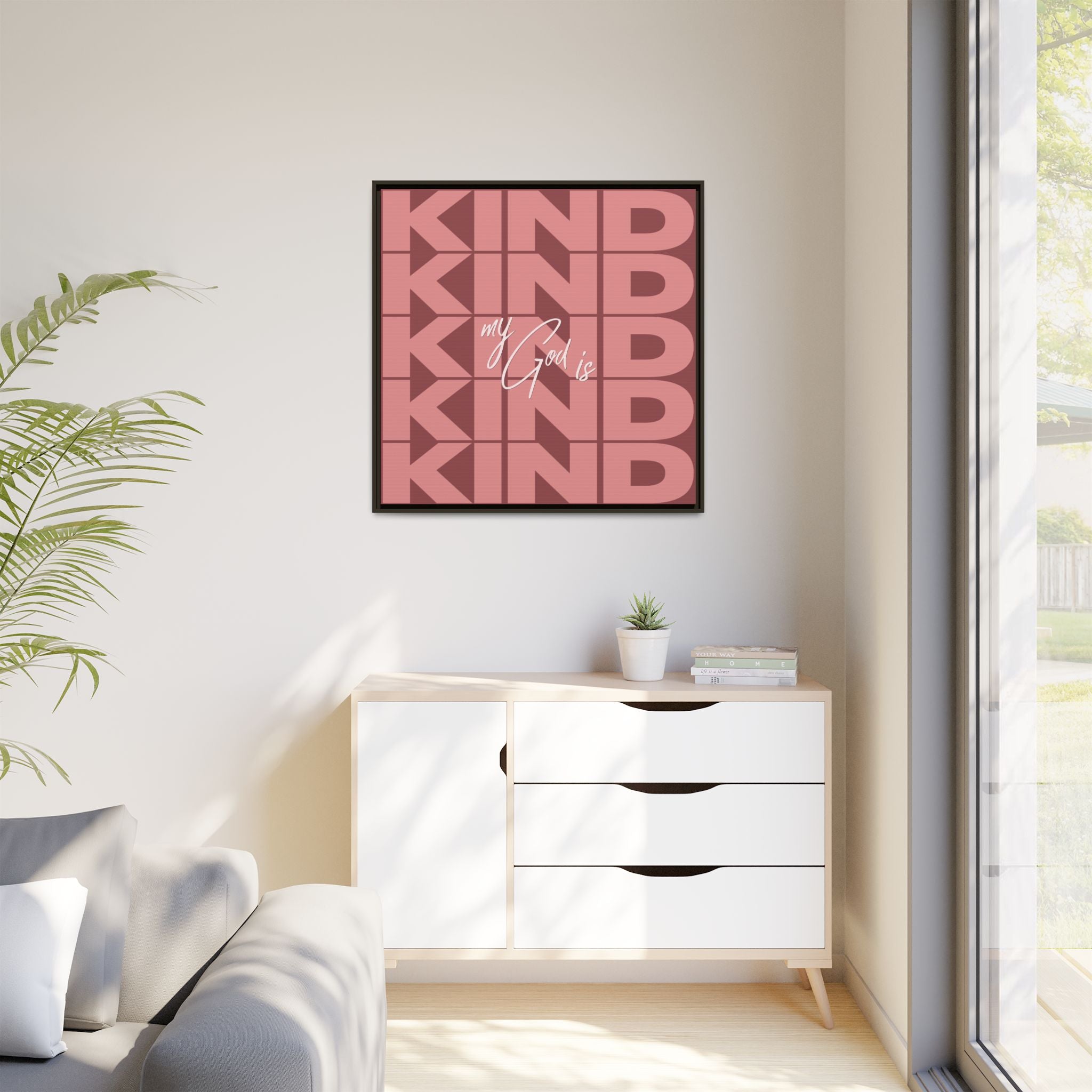 My God Is Kind – Framed Canvas Wall Art (Multi-Colour)