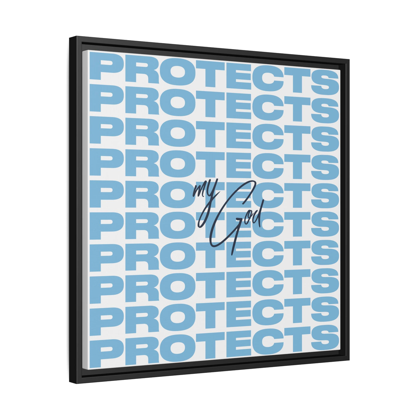 My God Protects – Framed Canvas Wall Art (Multi-Colour)