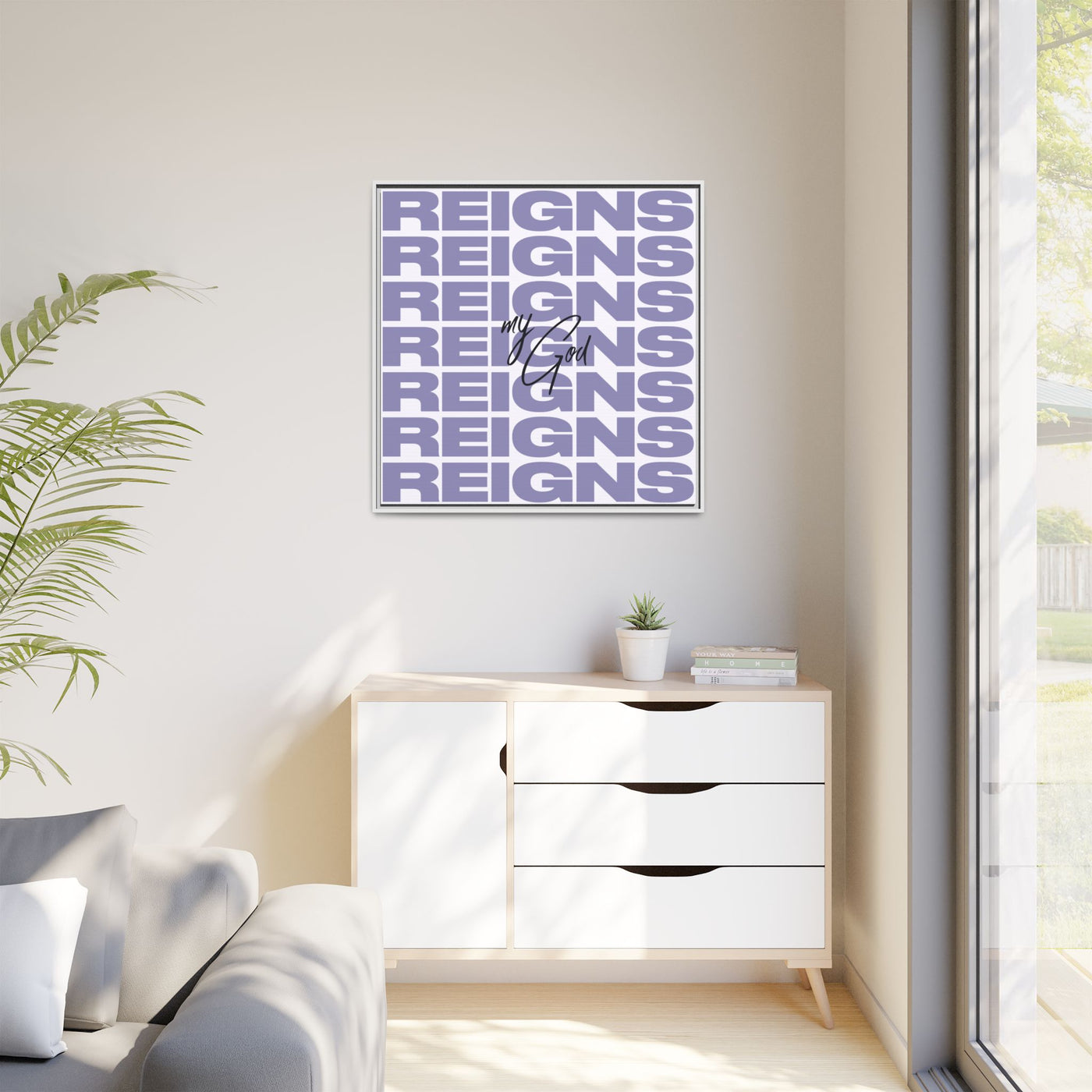 My God Reigns – Framed Canvas Wall Art (Multi-Colour)