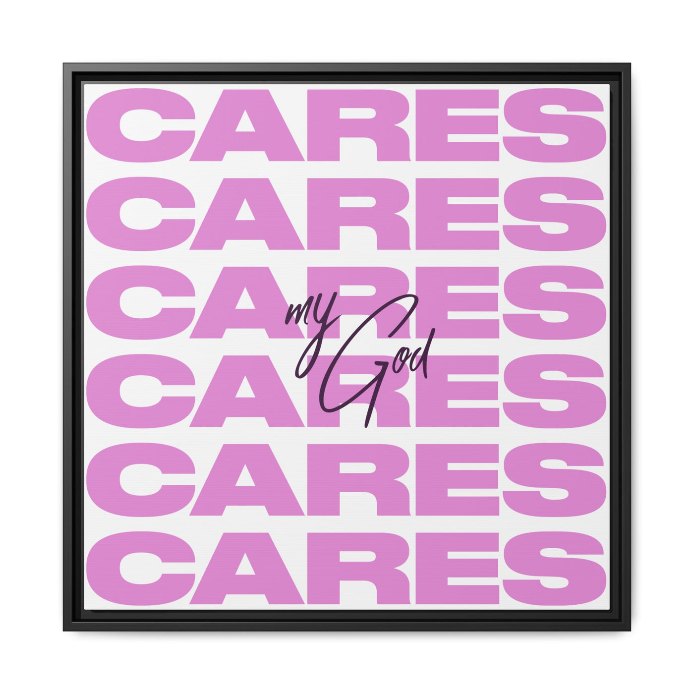 My God Cares – Framed Canvas Wall Art (Multi-Colour)