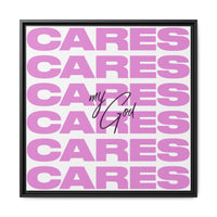 My God Cares – Framed Canvas Wall Art (Multi-Colour)