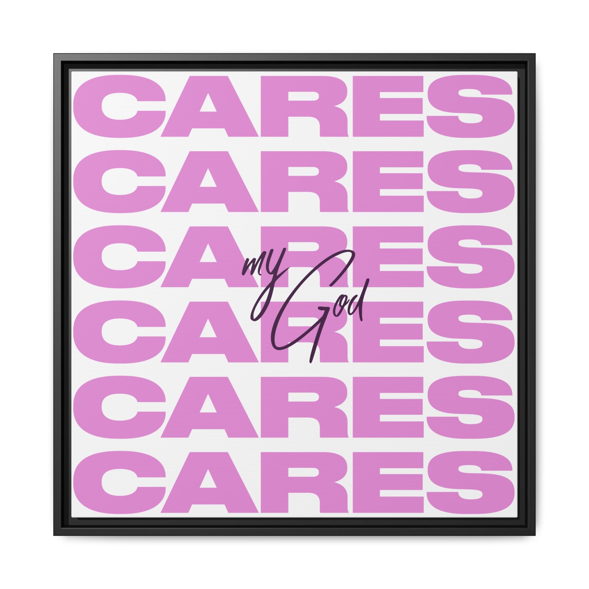 My God Cares – Framed Canvas Wall Art (Multi-Colour)