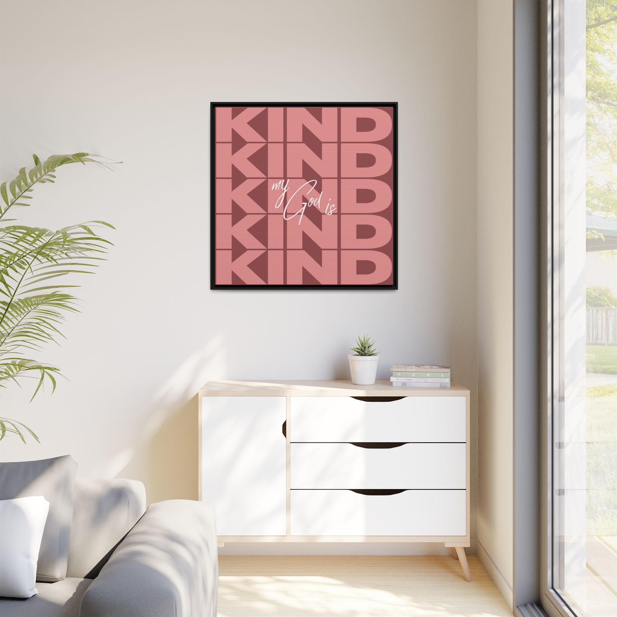 My God Is Kind – Framed Canvas Wall Art (Multi-Colour)