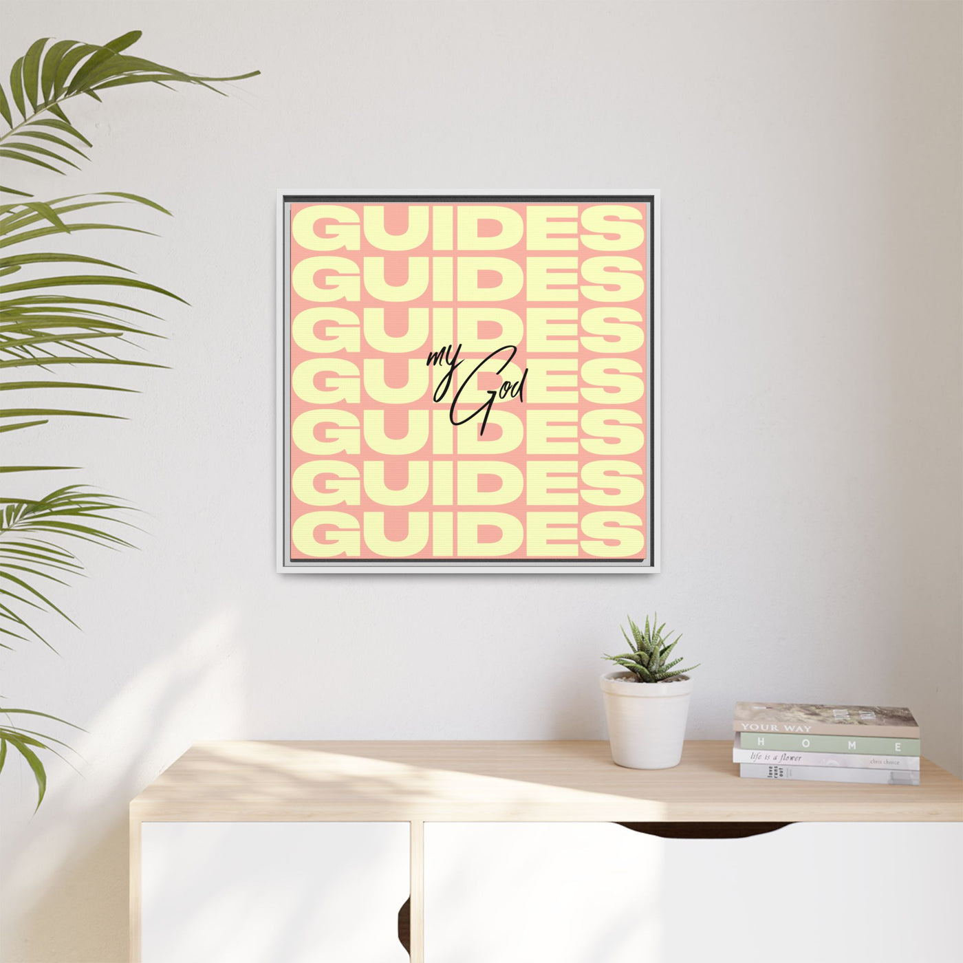My God Guides – Framed Canvas Wall Art (Multi-Colour)