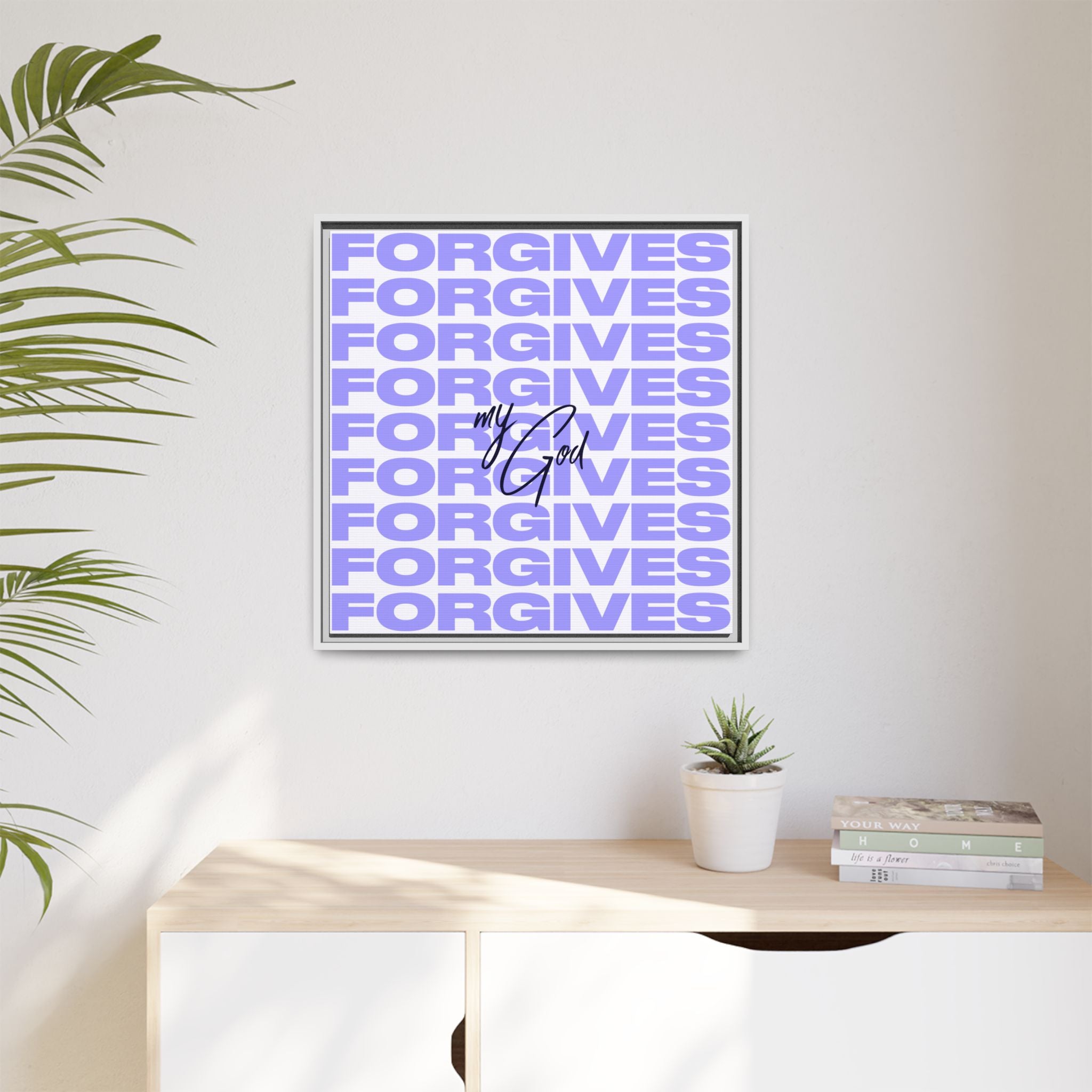 My God Forgives – Framed Canvas Wall Art (Multi-Colour)