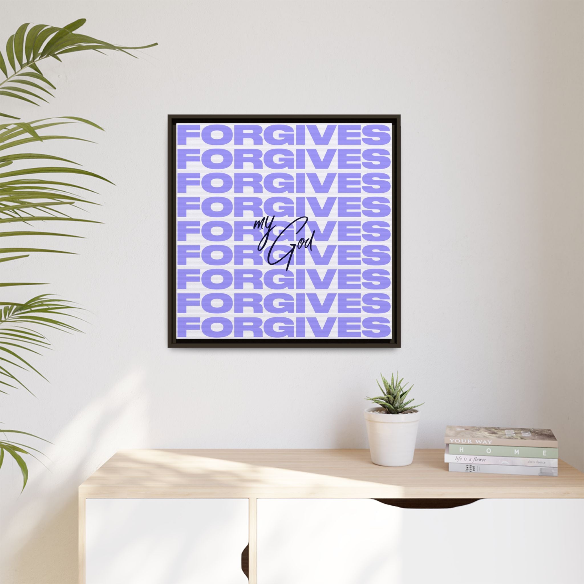 My God Forgives – Framed Canvas Wall Art (Multi-Colour)
