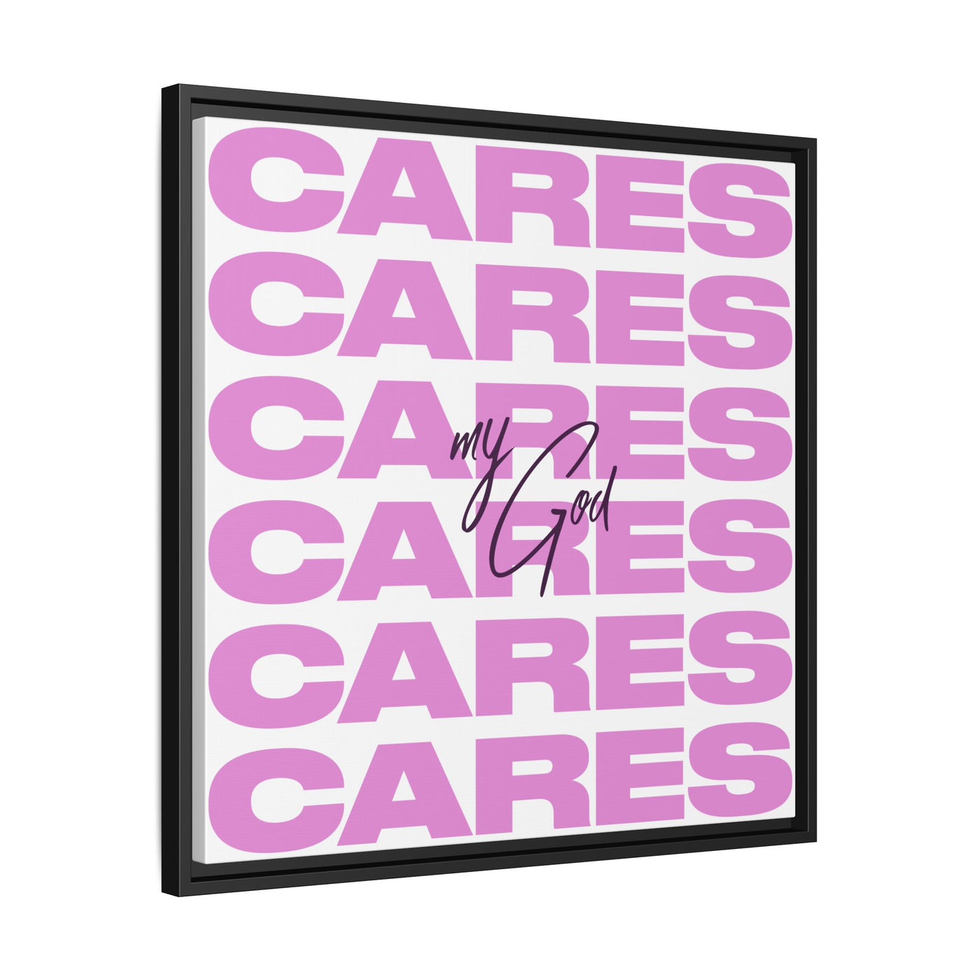 My God Cares – Framed Canvas Wall Art (Multi-Colour)