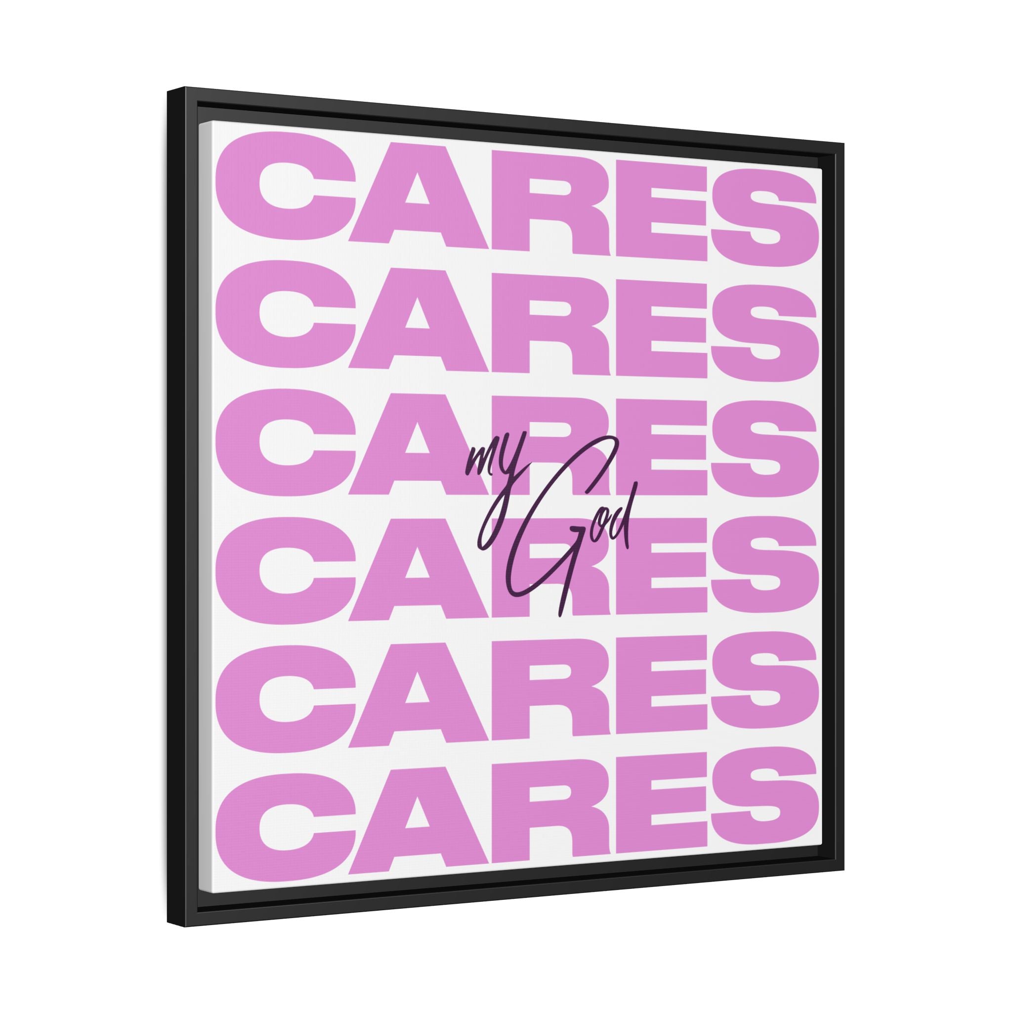 My God Cares – Framed Canvas Wall Art (Multi-Colour)