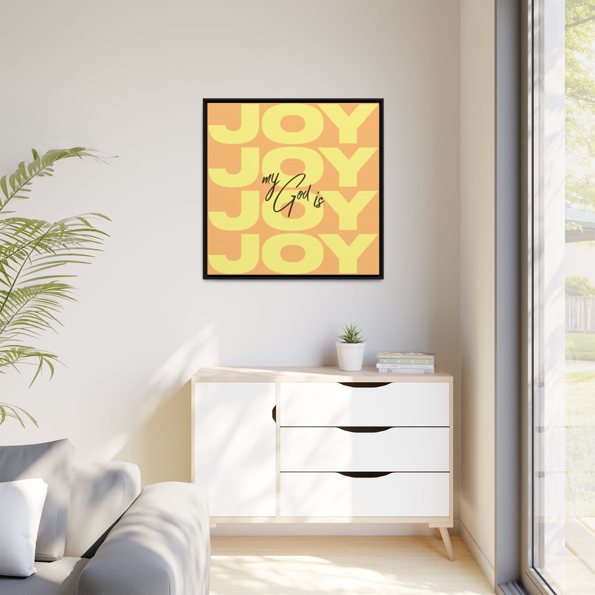 My God Is Joy – Framed Canvas Wall Art (Multi-Colour)