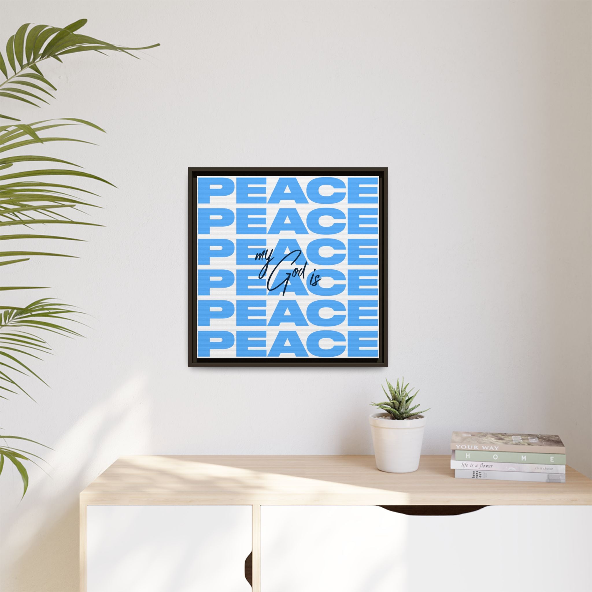 My God Is Peace – Framed Canvas Wall Art (Multi-Colour)
