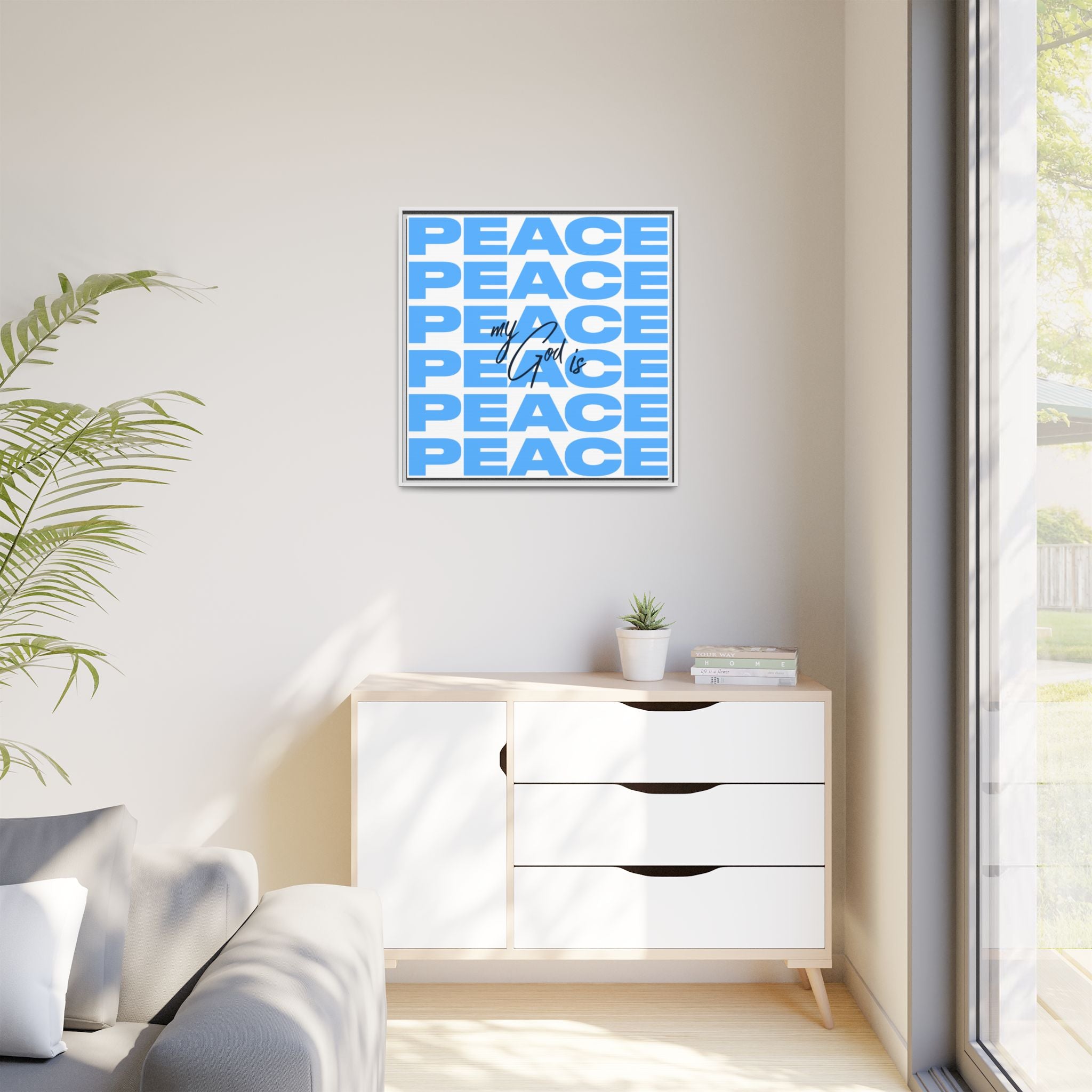 My God Is Peace – Framed Canvas Wall Art (Multi-Colour)