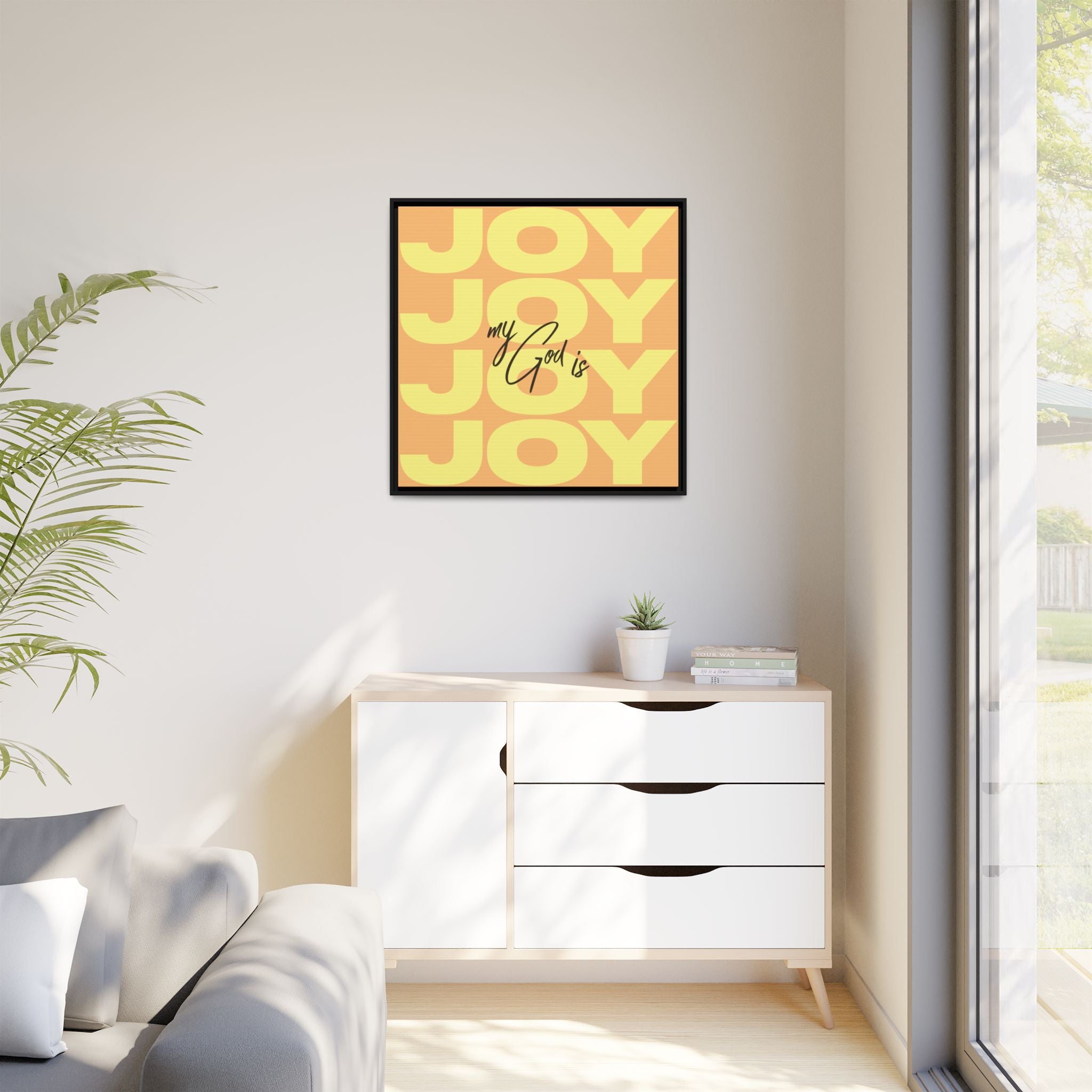 My God Is Joy – Framed Canvas Wall Art (Multi-Colour)