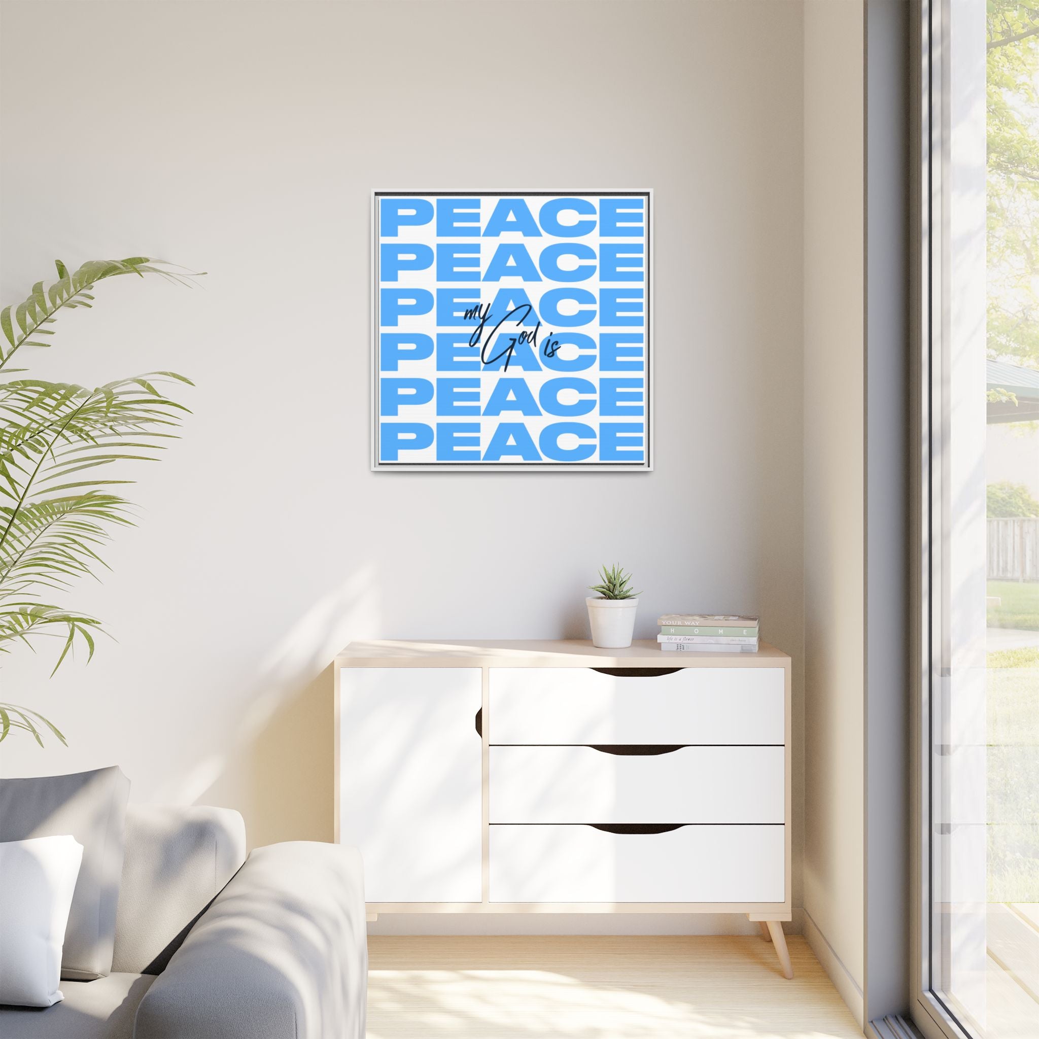 My God Is Peace – Framed Canvas Wall Art (Multi-Colour)