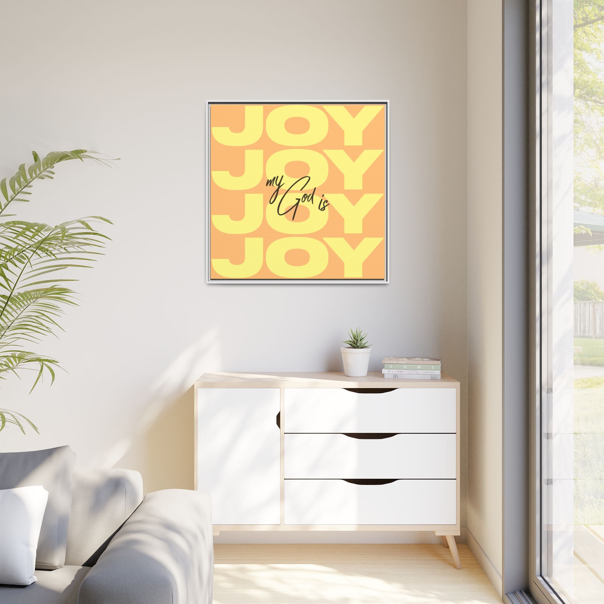 My God Is Joy – Framed Canvas Wall Art (Multi-Colour)